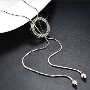 Sither Long Hoop Necklace for Women Crystal Pendant Necklace